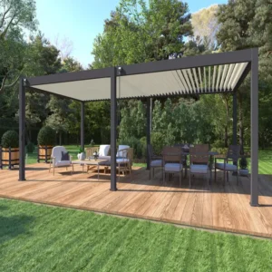 Alternative view of Pérgola bioclimática autoportante Ombrea VS 4x8M Antracita/Blanco