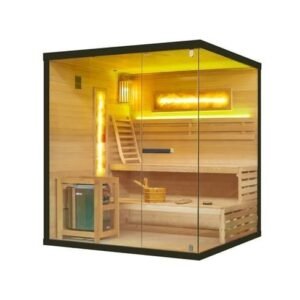 Espacio de bienestar para tu hogar: sauna finlandesa con diseño elegante y beneficios terapéuticos, con luz LED