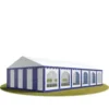 Carpa para fiestas, PVC 750, 6x12 m con base reforzada, azul-blanco
