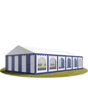 Carpa para fiestas, PVC 750, 6x12 m con base reforzada, azul-blanco