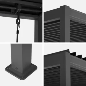 Alternative view of Pérgola bioclimática 3x3m de aluminio y acero con lamas orientables