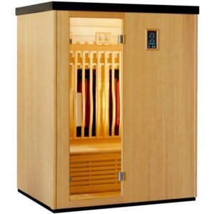 Sauna de infrarrojos con calentadores de carbono y espectro completo Vertical Black 2450W 3 asientos - SNÖ