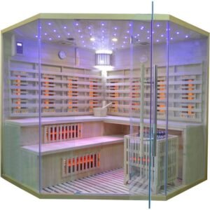 Alternative view of Sauna Híbrida 5 plazas LUXE infrarrojos 3500W + estufa SAWO 9000W - SNÖ