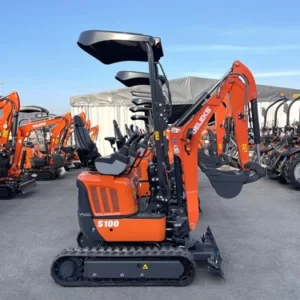Miniexcavadora compacta 1 ton, motor Kubota 3 cilindros diésel, giro cero
